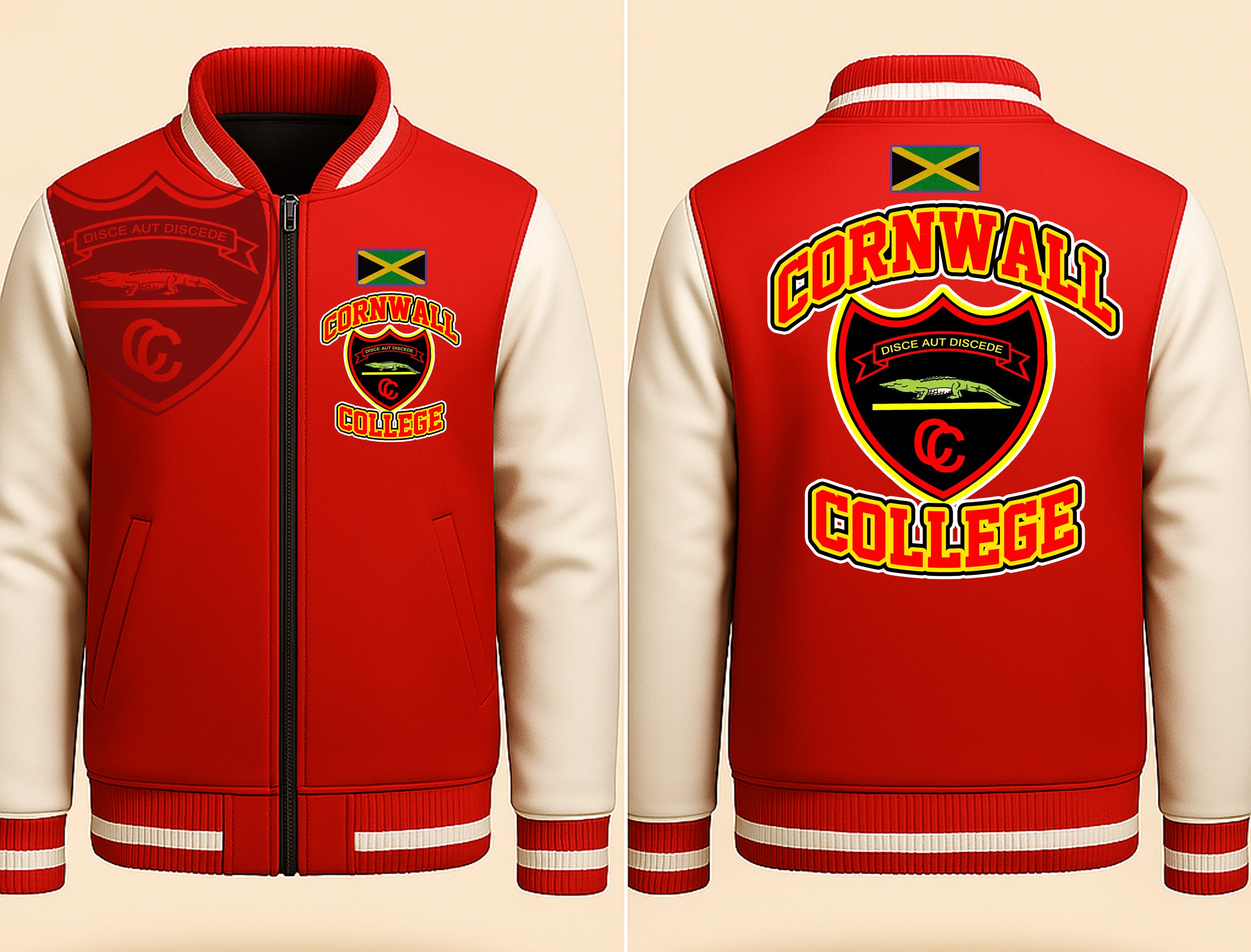 Jamaica School - Cornwall College Varsity Jacket 4